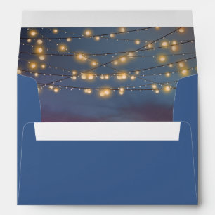 Elegant Sunset Beach String Lights Summer Wedding Envelope