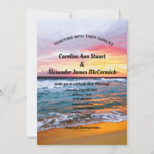 Elegant Sunset Beach Summer Nautical Wedding Invitation