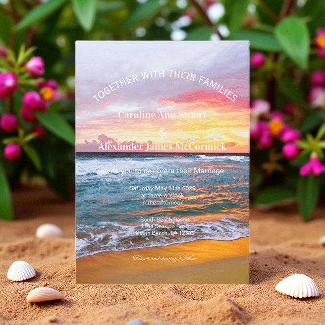 Elegant Sunset Beach Summer Nautical Wedding  Invitation (Creator Uploaded)