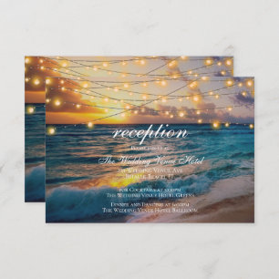 Elegant Sunset Beach Summer Wedding Reception Card