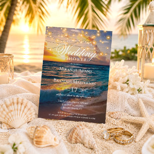 Elegant Sunset Beach Summer Wedding Shower Invitation