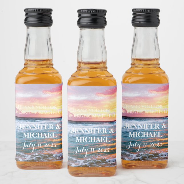 Elegant Sunset Beach Tropical Summer Elegant Liquor Bottle Label (Bottles)