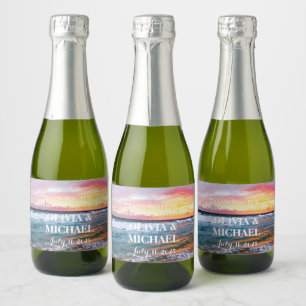 Elegant Sunset Beach Tropical Summer Elegant Sparkling Wine Label