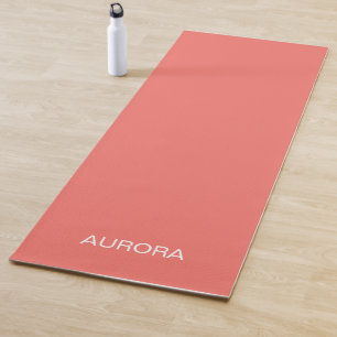 Elegant Sunset Coral Personalised Name Yoga Mat