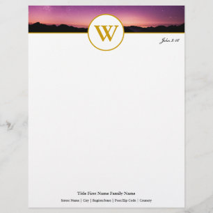 Elegant Sunset Monogram Customisable Custom Letterhead
