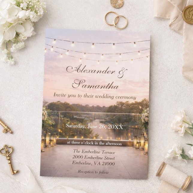 Elegant Sunset River Wedding  Invitation (Creator Uploaded)