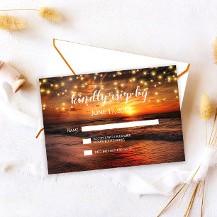Elegant Sunset Summer Beach Wedding RSVP Card