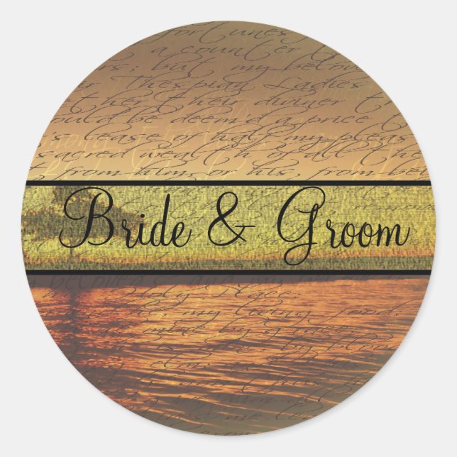 Elegant Sunset Wedding Stickers (Front)