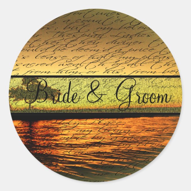 Elegant Sunset Wedding Stickers (Front)
