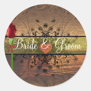 Elegant Sunset Wedding Stickers