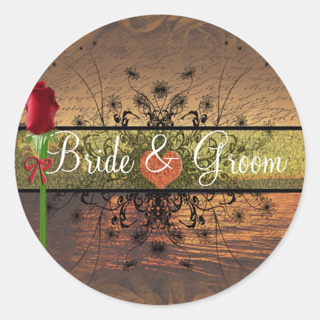 Elegant Sunset Wedding Stickers (Front)
