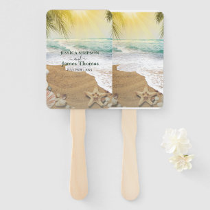 Elegant Sunshine And Blue Ocean Beach Hand Fan