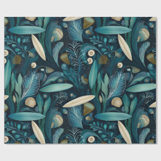Elegant Surfboard and Kelp Beach Wrapping Paper