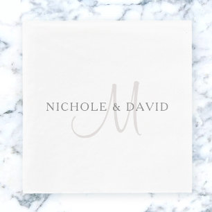 Elegant Surname Monogram   White & Grey Napkin