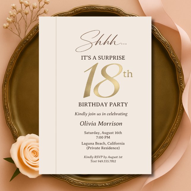 Elegant Surprise 18th Birthday Invitation (Creator Uploaded)
