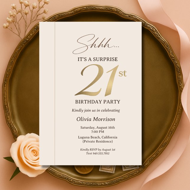 Elegant Surprise 21st Birthday Invitation (Creator Uploaded)