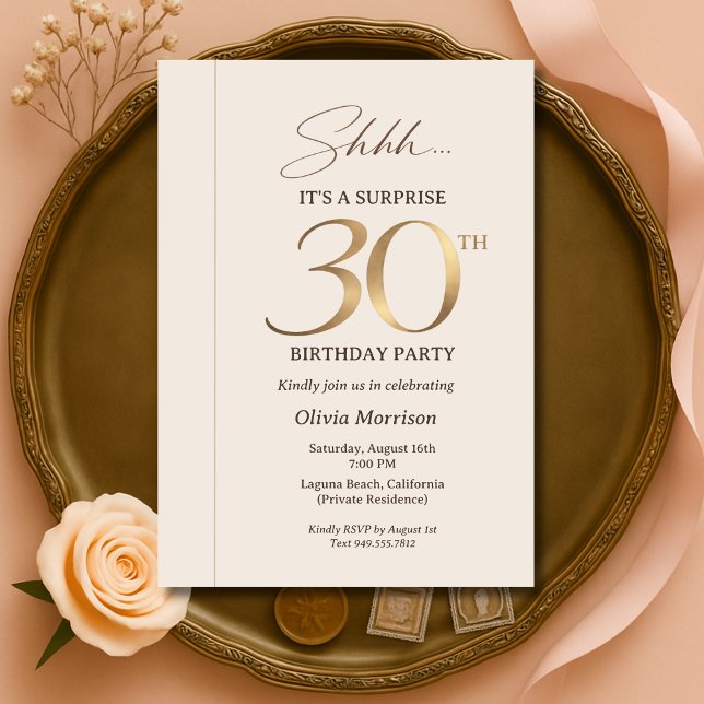 Elegant Surprise 30th Birthday Invitation (Creator Uploaded)