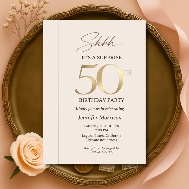 Elegant Surprise 50th Birthday Invitation (Creator Uploaded)