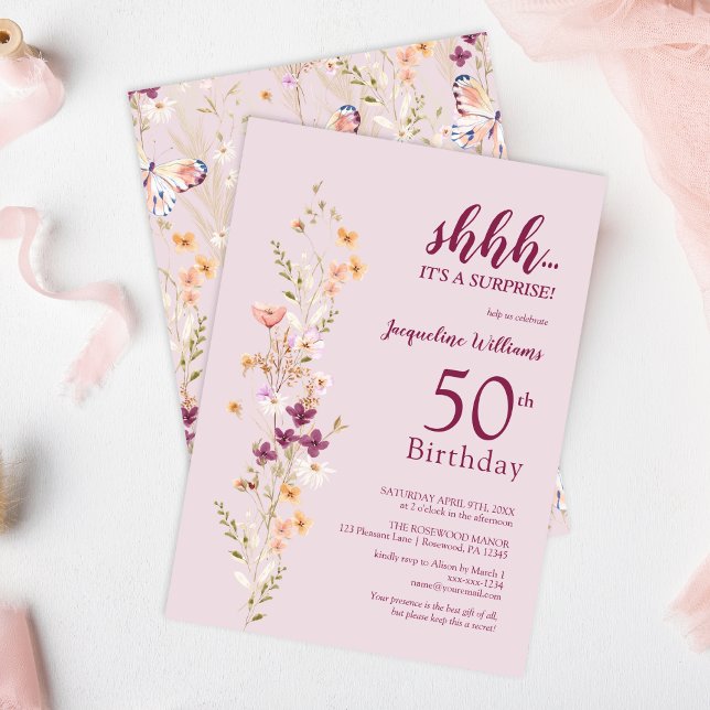 Elegant Surprise 50th Birthday Party Invitation (Creator Uploaded)