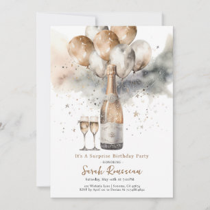 Elegant Surprise Birthday Party Champagne Invitation