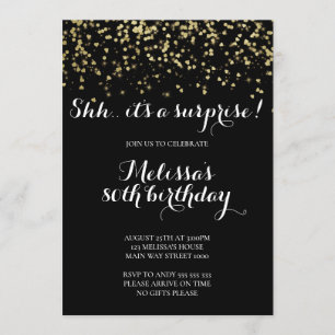Elegant Surprise Birthday Party Glitter Confetti Invitation