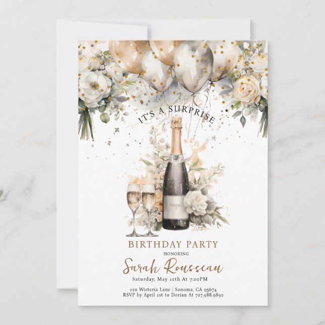 Elegant Surprise Birthday Party Invitation (Front)