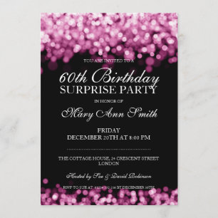 Elegant Surprise Birthday Party Pink Lights Invitation