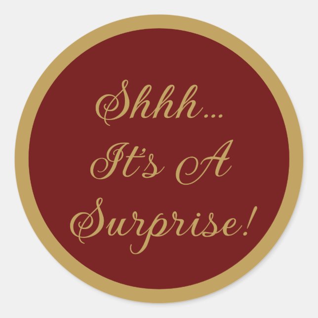 Elegant Surprise Party Classic Round Sticker (Front)