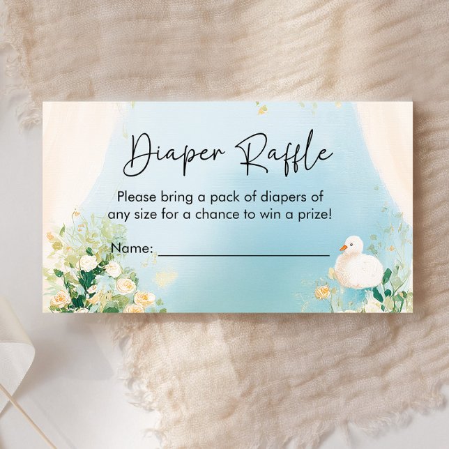 Elegant Swan Baby Shower Diaper Raffle Enclosure Card (Swan Baby Shower Diaper Raffle)