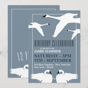 Elegant Swan, Birthday Invitation