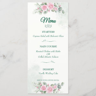 Elegant Swan & Blush Rose Wedding Menu - 2-Sided 5