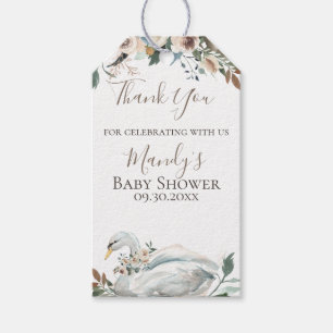 Elegant Swan Floral Thank You Gift Tags