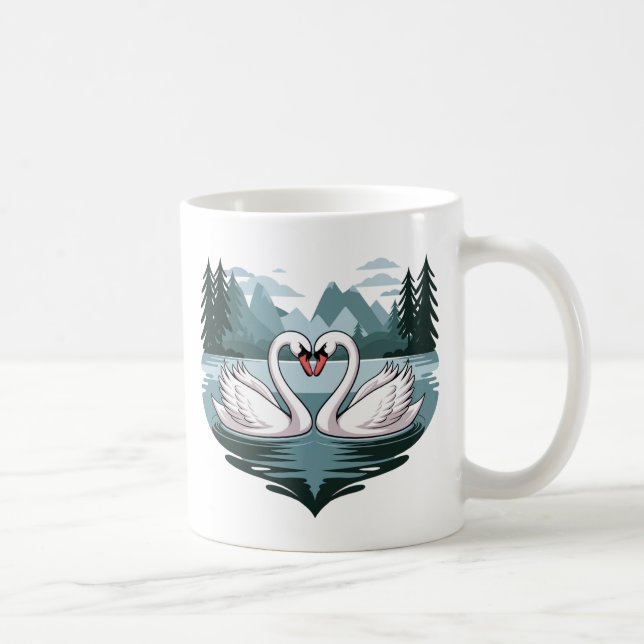 Elegant Swan Heart Design Mug - Valentines  Gift (Right)