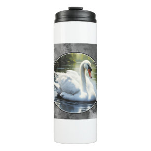 Elegant Swan is Swimming  in Water Thermal Tumbler