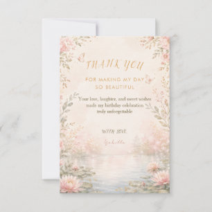 Elegant Swan Lake Birthday Thank You Card