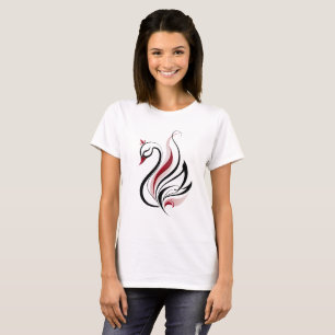 Elegant Swan Line Art T-Shirt