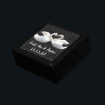 Elegant Swan Love Birds Damask Wedding Anniversary Gift Box<br><div class="desc">Wedding Black Lacquer Keepsake Custom Designer Personalised Jewellery Box or Memory Box Elegant Unique Wedding Anniversary  Christmas Gifts or Valentines Day Gifts</div>