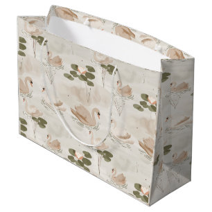 Elegant swan pattern pattern large gift bag