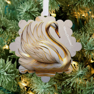 "Elegant Swan Portrait" Tree Decoration Card