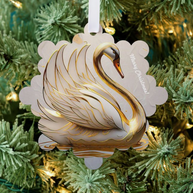 "Elegant Swan Portrait" Tree Decoration Card (Insitu (Tree))