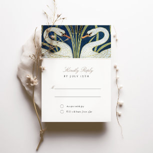 Elegant Swan RSVP Invitation for Wedding