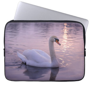 Elegant Swan Sunset Laptop Sleeve