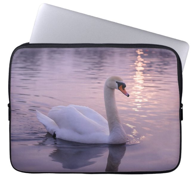 Elegant Swan Sunset Laptop Sleeve (Front)