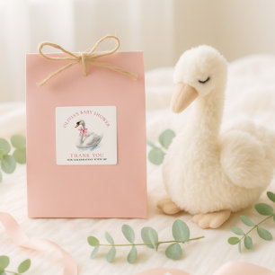 Elegant Swan Thank You Baby Shower Square Sticker
