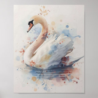 Elegant Swan Watercolor Wall Art
