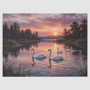 Elegant Swans at Sunset Tissue Paper