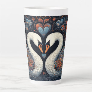 Elegant Swans by Ornate Floral Patterns Latte Mug