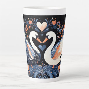 Elegant Swans by Ornate Floral Patterns Latte Mug