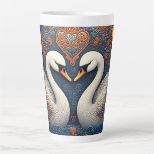Elegant Swans by Ornate Floral Patterns Latte Mug