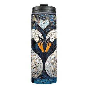 Elegant Swans by Ornate Floral Patterns Thermal Tumbler
